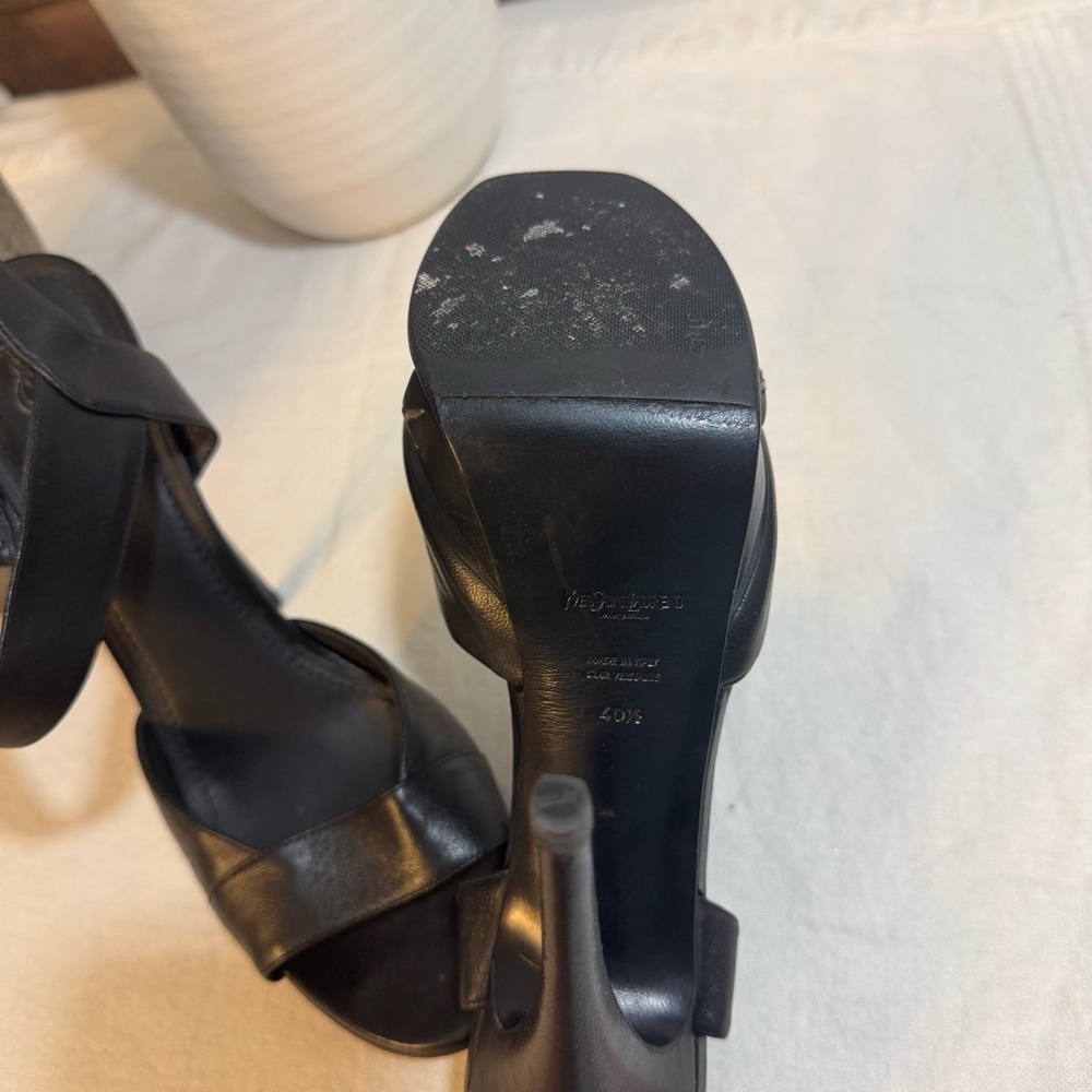💯 Yves Saint Laurent Black Platform Heels w Straps Preloved ❌ FINAL PRICE - Picture 10 of 16